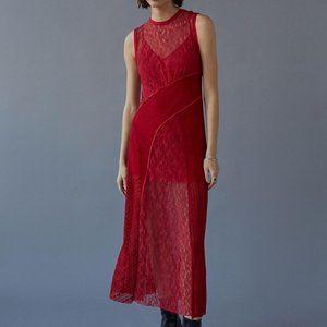 Urban Outfitters Red Knit Lace Midi Dress